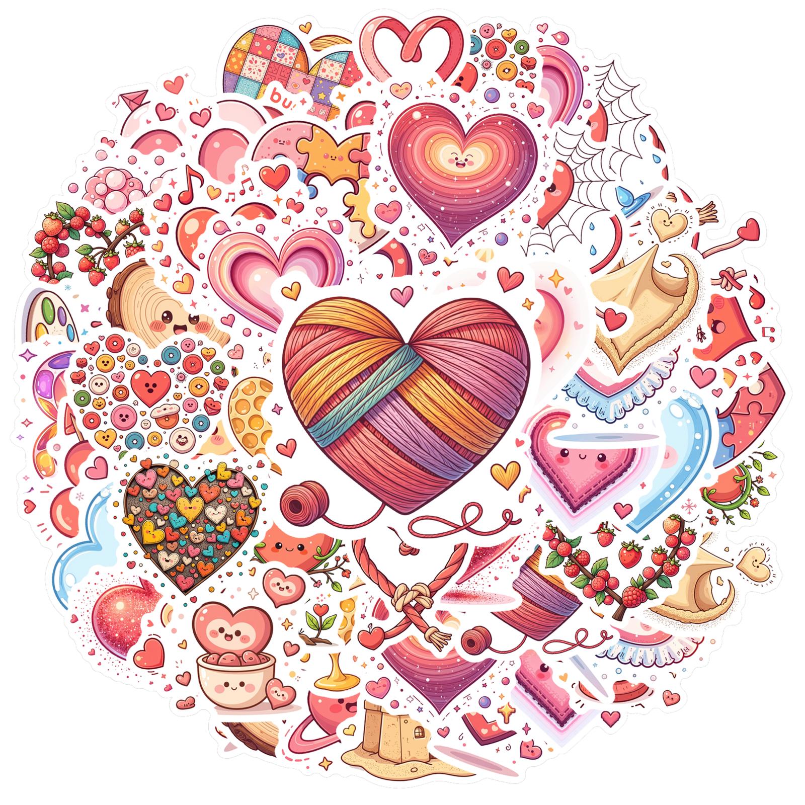 

35pcs-100pcs Decals Cute Heart Stickers Multicolored Romantic Heart Stickers Love Themed Cartoon Heart Stickers