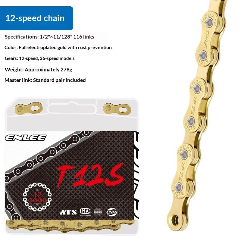 ENLEE Mountain Bike Road Bike Chain 8 9 10 11 12 Speed Plated Chain, Rust Proof with Magic Buckle