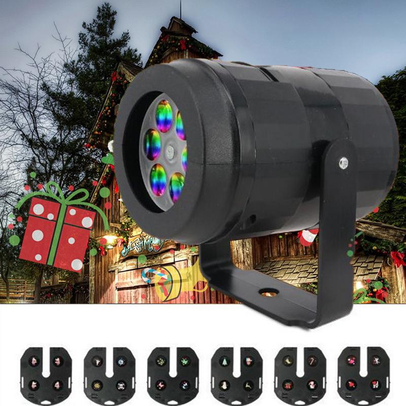 Lumină de proiecție de Crăciun Lumină de Crăciun de înlocuire cu 6 carduri