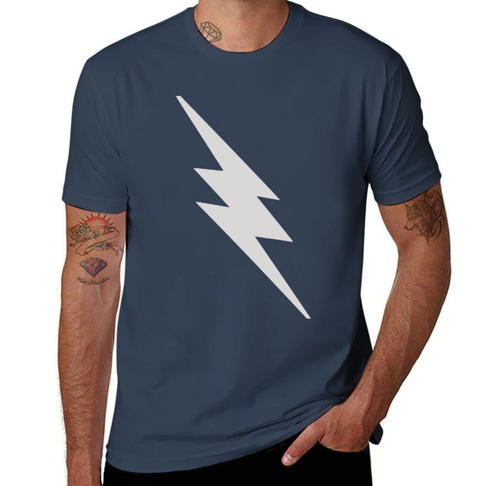 Light Gray Lightning Bolt Tshirt Casual Simple Design Short Sleeve Shirt S