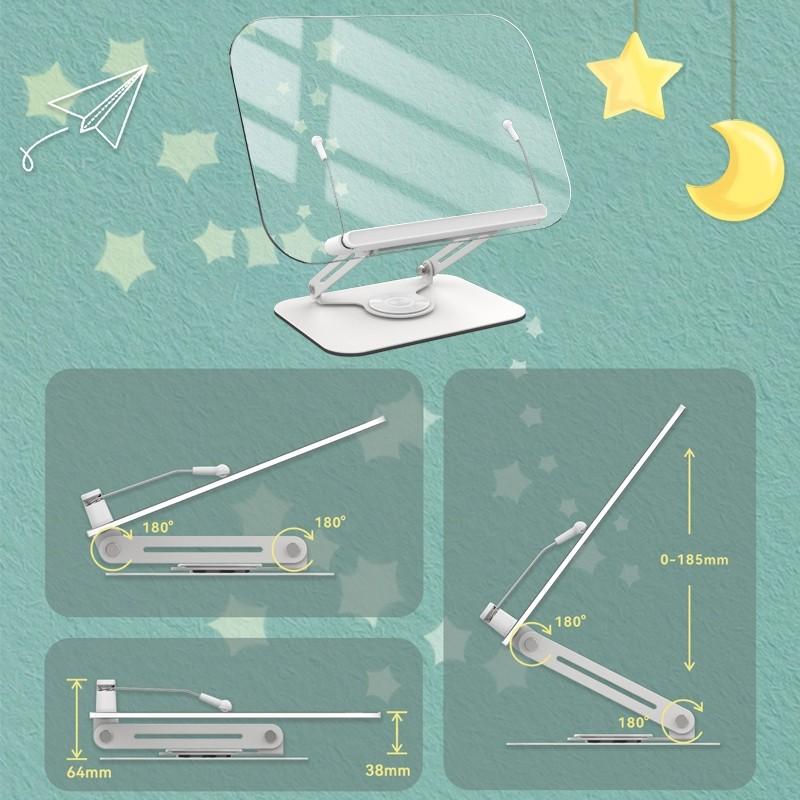 360° Rotatable 2 Adjustable Book Reading Stand Retaining Clip Reading Board Stand Ergonomic Foldable Tablet Stand
