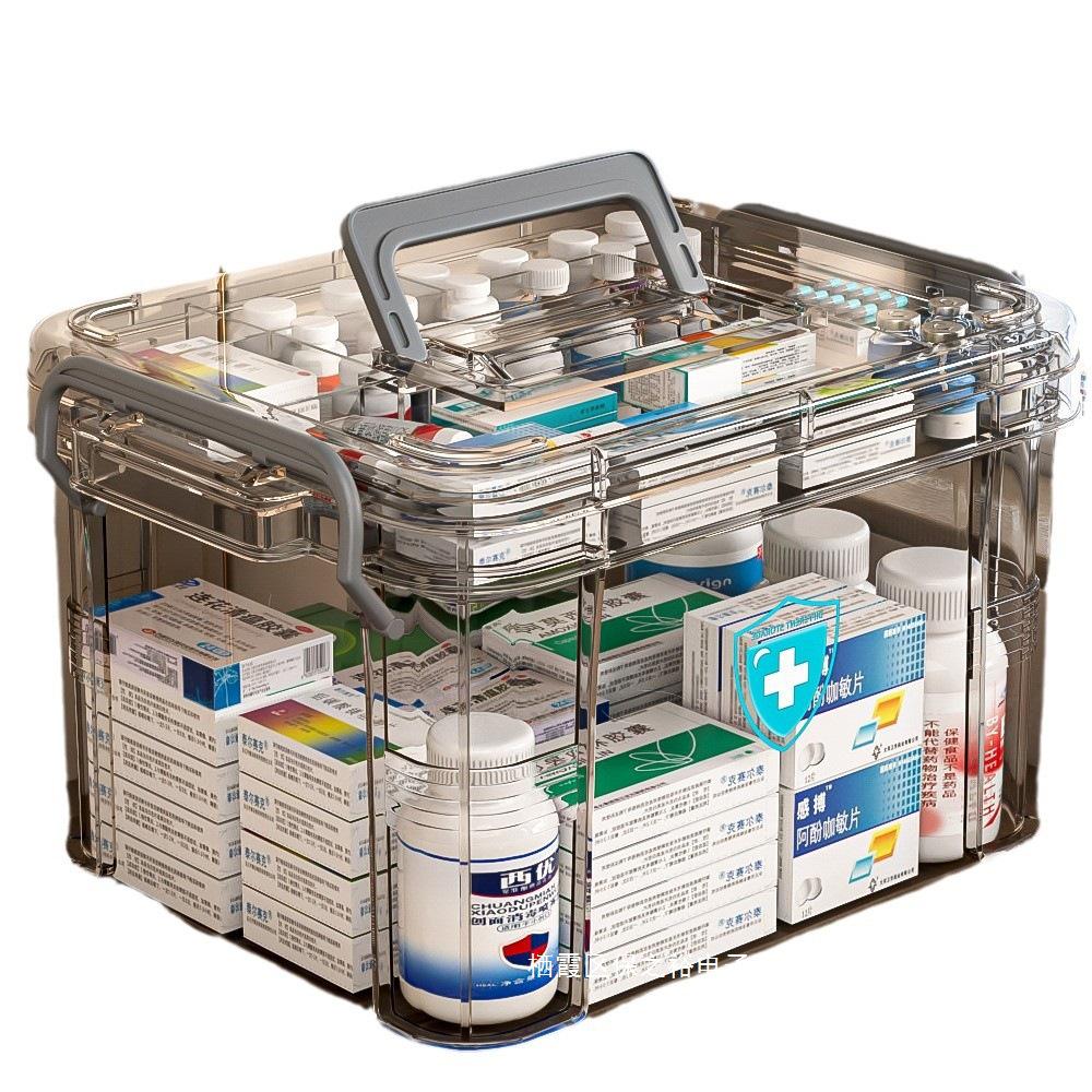 Large Multi-Layer Transparent Family Medicine Box and First Aid Kit