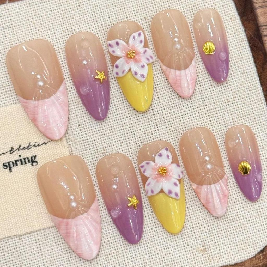 10pcs Hand Painted Gel Press Nails Beautiful Luxury Customized Design Handmade Press On Nails