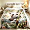 Panda Theme Custom Blanket Personalized Name & Text Customized Soft Warm Throw Blanket Home Decor