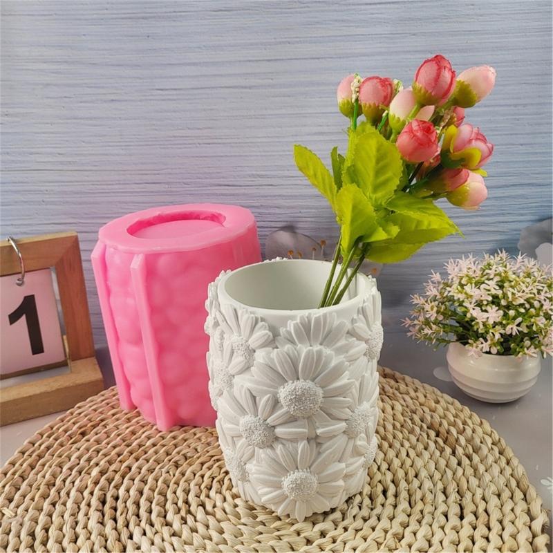 Silicone Vase Moulds Silicone Planter Molds Flower Pattern Crafting Molds Ornament Moulds Suitable for Flower Vase