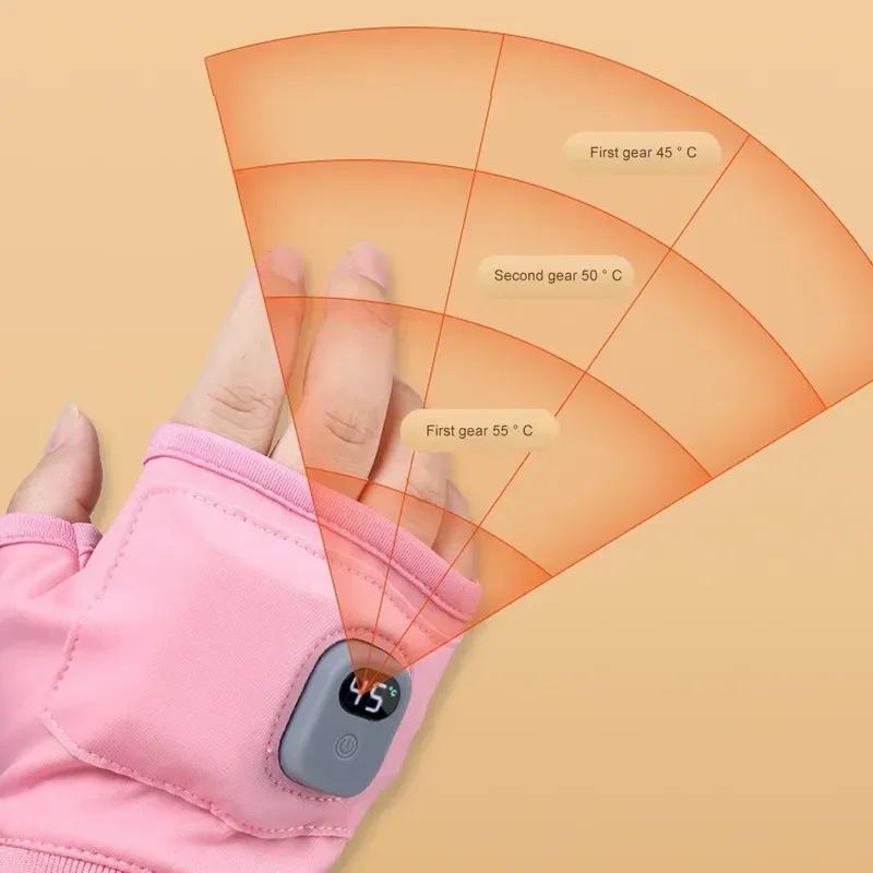 Motorcycle Riding Gloves Rechargeable Heated Gloves 360 Degree Thermal Heated Gloves Winter Windproof Warm Fingerless Gloves
