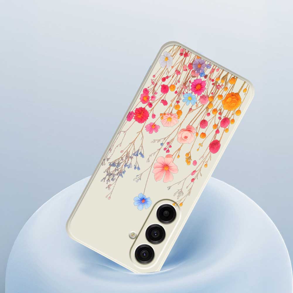 For Samsung Galaxy A17 5G Case Flower Branches Pattern Printing Straight Edge TPU Phone Back Cover