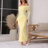 JY summer new long dress, European and American style temperament sexy one-word shoulder mesh hollow dress women