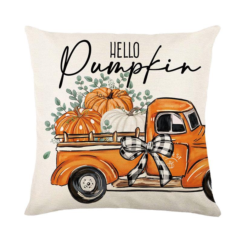 Autumn Harvest Series Pillow Cover Linen Printed Pumpkin Pillow Cover Living Room Bedroom Decoration Cushion Cover