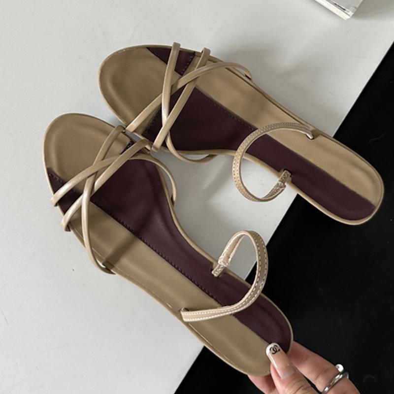 

Fashion Liyke Summer White Sandals For Women Cozy Leather Narrow Band Open Toe Slip On Back Strap Shoes Low Thin Heels Gladiator Sandal 35 абрикосовый