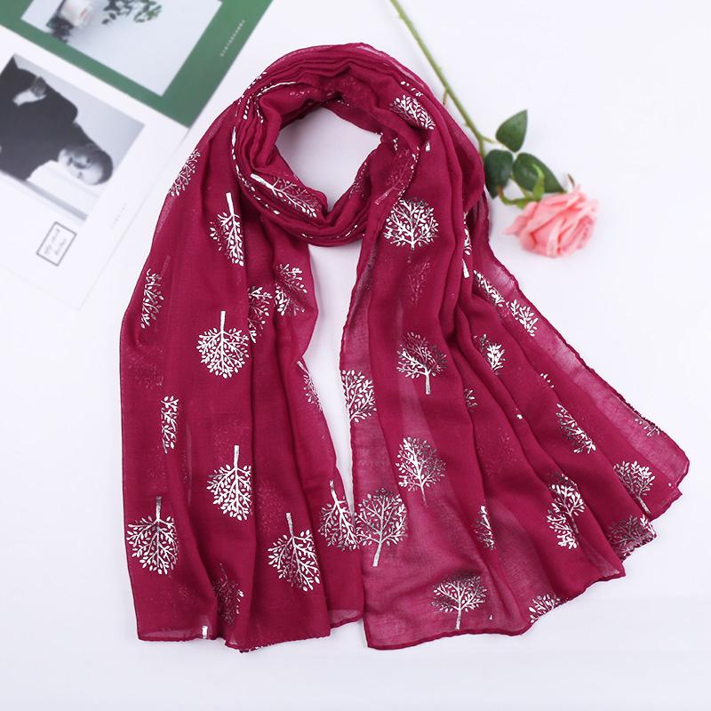 Glitter Silver Tree Scarf Women Luxury TR Cotton Shimmer Hijab Large Size Shiny Shawl Scarves Muslim Hijab Islamic Headscarf