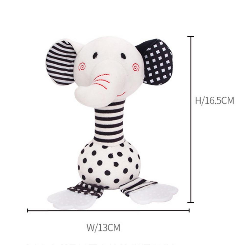 Zachte babyrammelaar pasgeborenen, pluche knuffeldierrammelaar, babyrammelaar Shaker, douchecadeau voor jongens, 9-12 maanden oude wieg en kauwspeeltje (Olifanten/Giraffe)