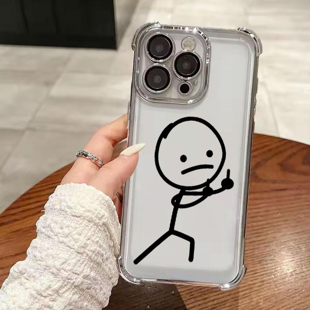 Stickman Cool Middle Finger Cute Man Phone Case For Xiaomi 15T 14T 13 Pro 15 F8 Ultra Poco X7 F7 Pro 5G X5 X6 F5 M7 Clear Cover
