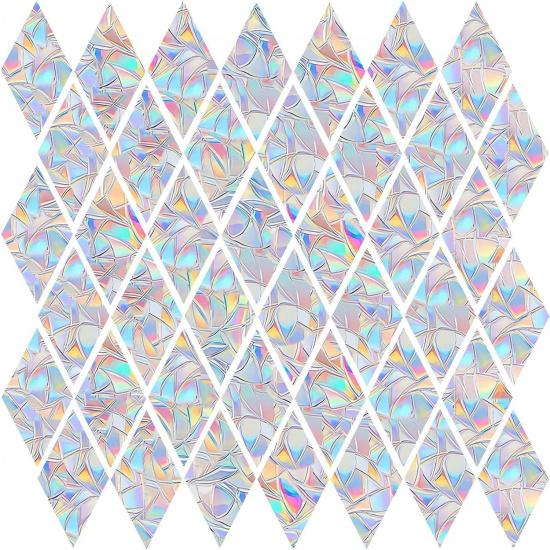 36PCS Circle Window Clings - Anti-Collision Window Decals To Save Birds from Window Collisions,Non Adhesive Prismatic Vinyl Window Clings, Rainbow