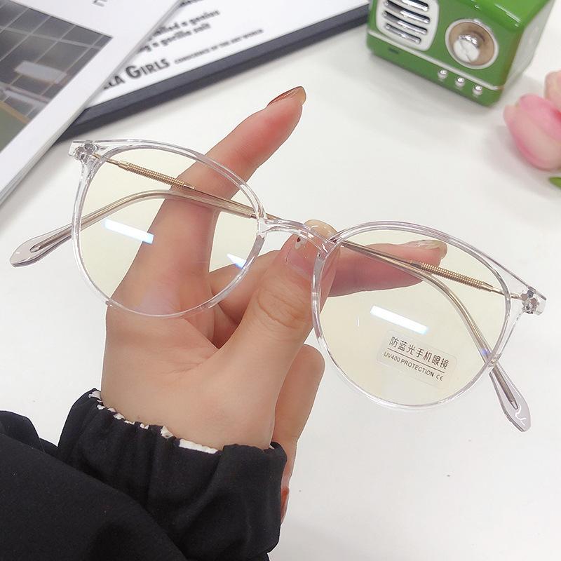 Anti-Blue Flat Glasses Retro Cold Brown Color-Changing Glasses Plain Artifact Wind Finished Myopia Glasses