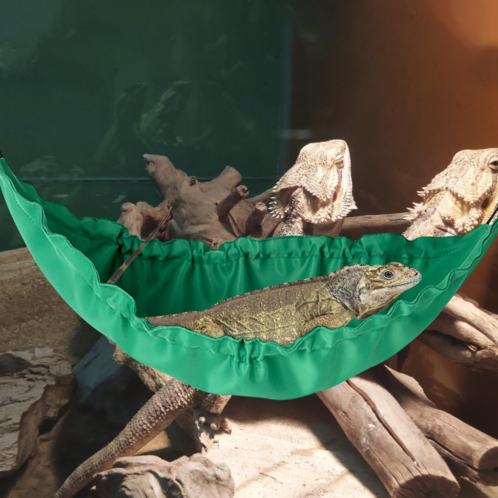 FineInno Reptology Lizard Hammock with Suction Cups Bearded Dragon Tank Accessories Reptile Lounger for Chameleon, Snakes, Lguana Reptiles, Geckos,