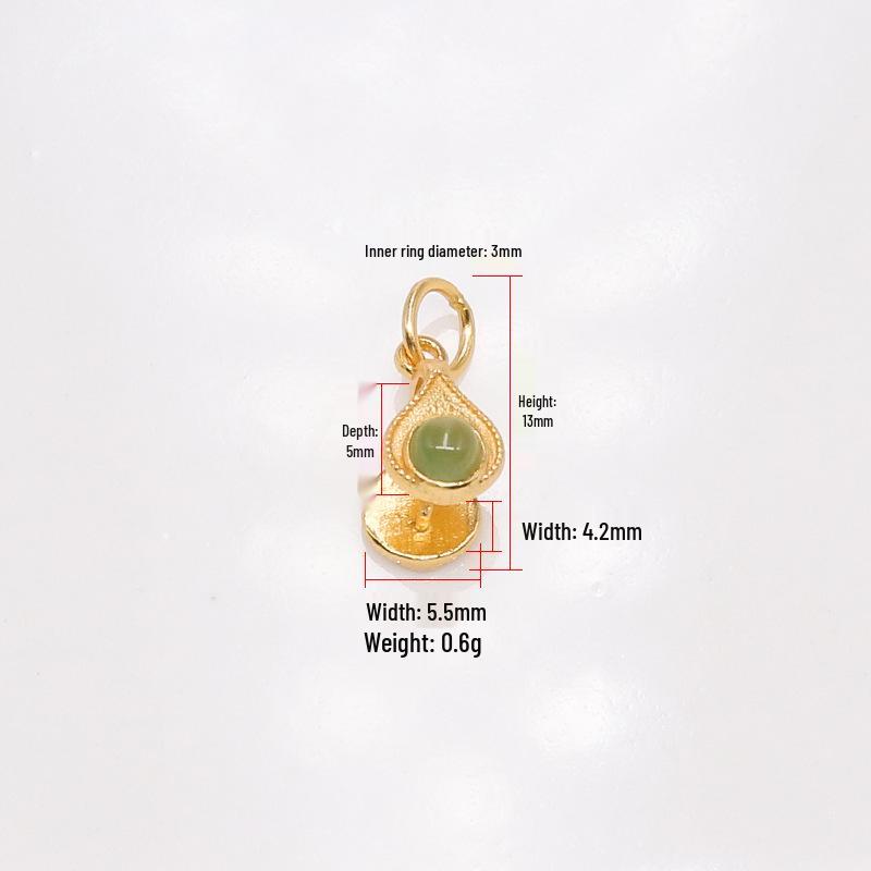 

S925 Sterling Silver Crystal Jade Amber Pendant with Gold Color Retention Clip Safety Buckle.
