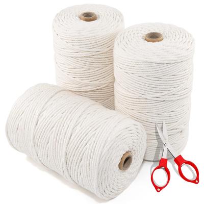 Goreson Macrame Rope, String, 100% Natural Dyed Cotton Thread, 3mm Diameter (Ivory, 200m X 3)