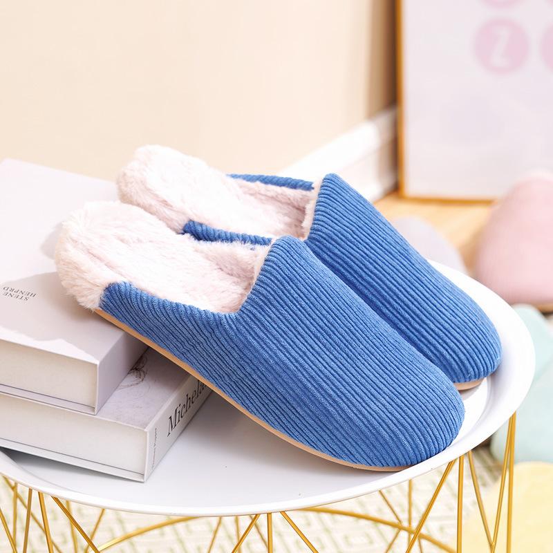 

Хлопковые тапочки женские осень и зима 2024 новые домашние комнатные парные на толстой подошве теплые нескользящие сумка и плюшевые тапочки мужские 44/45 синий