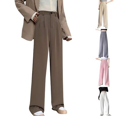 Damen Casual All-Match Frühling Und Sommer Täglicher Arbeitsweg Einfarbiger Anzug Weitbeinige Hosen