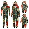 Parent Child Outfit - Christmas Print Family Matching Hooded Long Sleeved Zippered Jumpsuit Set