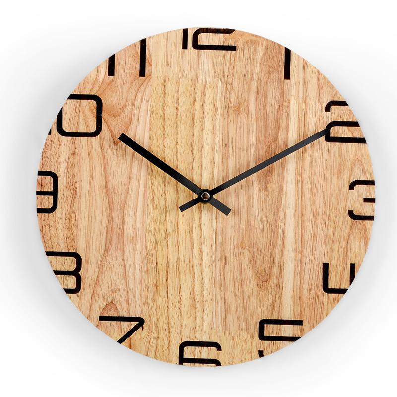 Japanese Style Solid Wood Log Mute Wall Clock Creative Round Quartz Clock Wall Hanging Clock Watch Home Decoration
