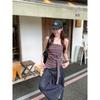 Kumikumi American Vintage Gyaru Stripe Strap Tube Top Vest Women Clothes Summer Chic Age-Reducing Slimming Top