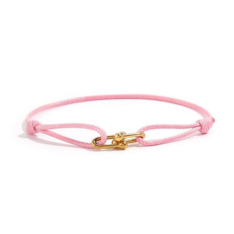 Handwoven couple hand rope bracelet temperament horseshoe buckle adjustable stainless steel bracelet