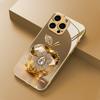 Luxury Crystal For Apple Pattern Metallic Paint Glass Phone Case For iPhone 17 16 15 14 13 12 11 Pro Max 14 Plus 17Air 16E Cover