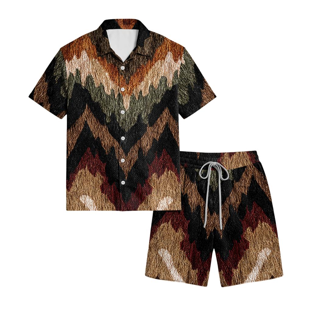 Men's Casual Lightweight Breathable Short-Sleeve Shirt And Shorts Set