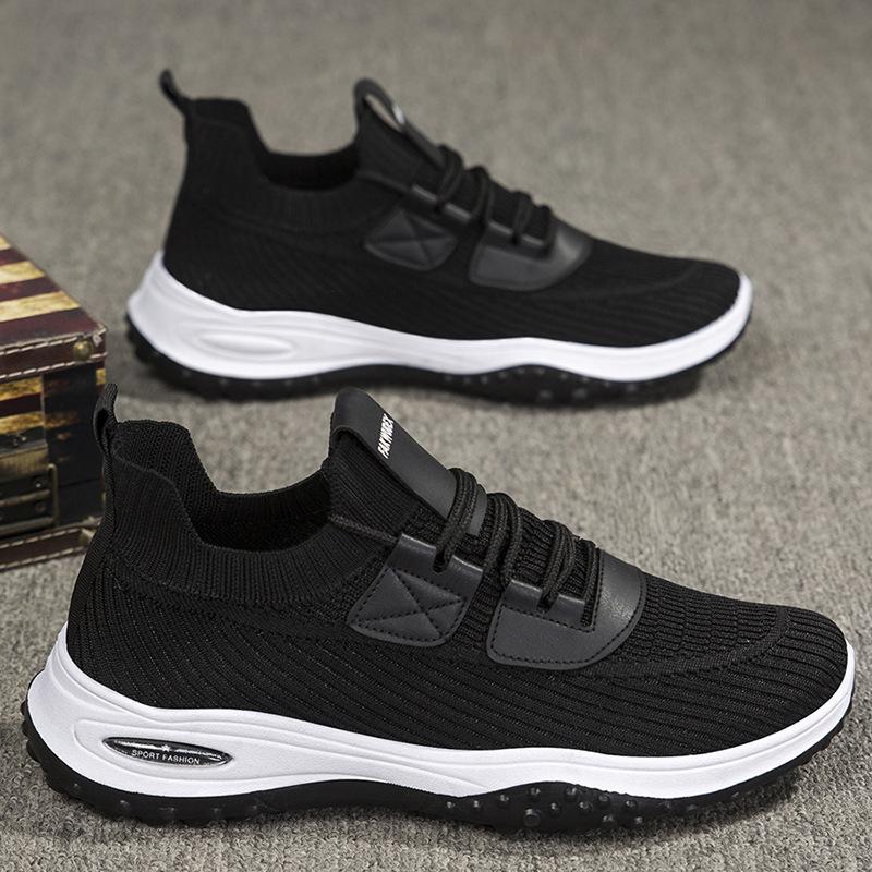 

Дышащая спортивная обувь с летающей сеткой, новинка 2023 года, мужская легкая повседневная обувь на мягкой подошве, обувь для папы, уличные кроссовки 44 чёрный