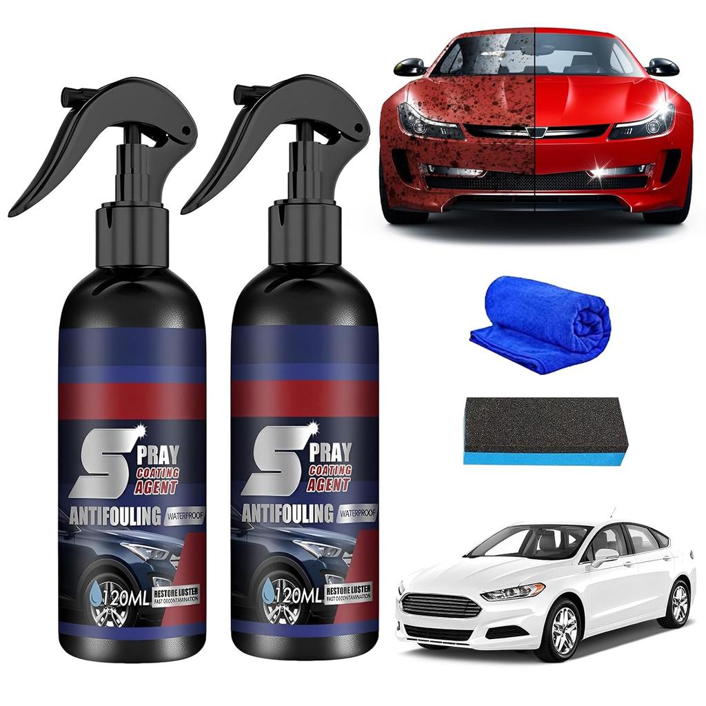 2Pcs Multi-Functional Coating Renewal Agent, 3 In 1 Ceramic Car Coating Spray, High Protection Quick Car Coating Spray, Plastic Parts Refurbish