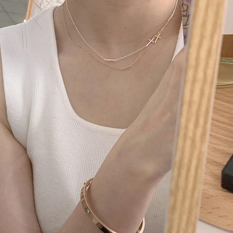 New 925 Sterling Silver Cross Necklace Charm Simple Style Woman Pendant Choker Birthday Gift for Friends Exquisite Jewelry