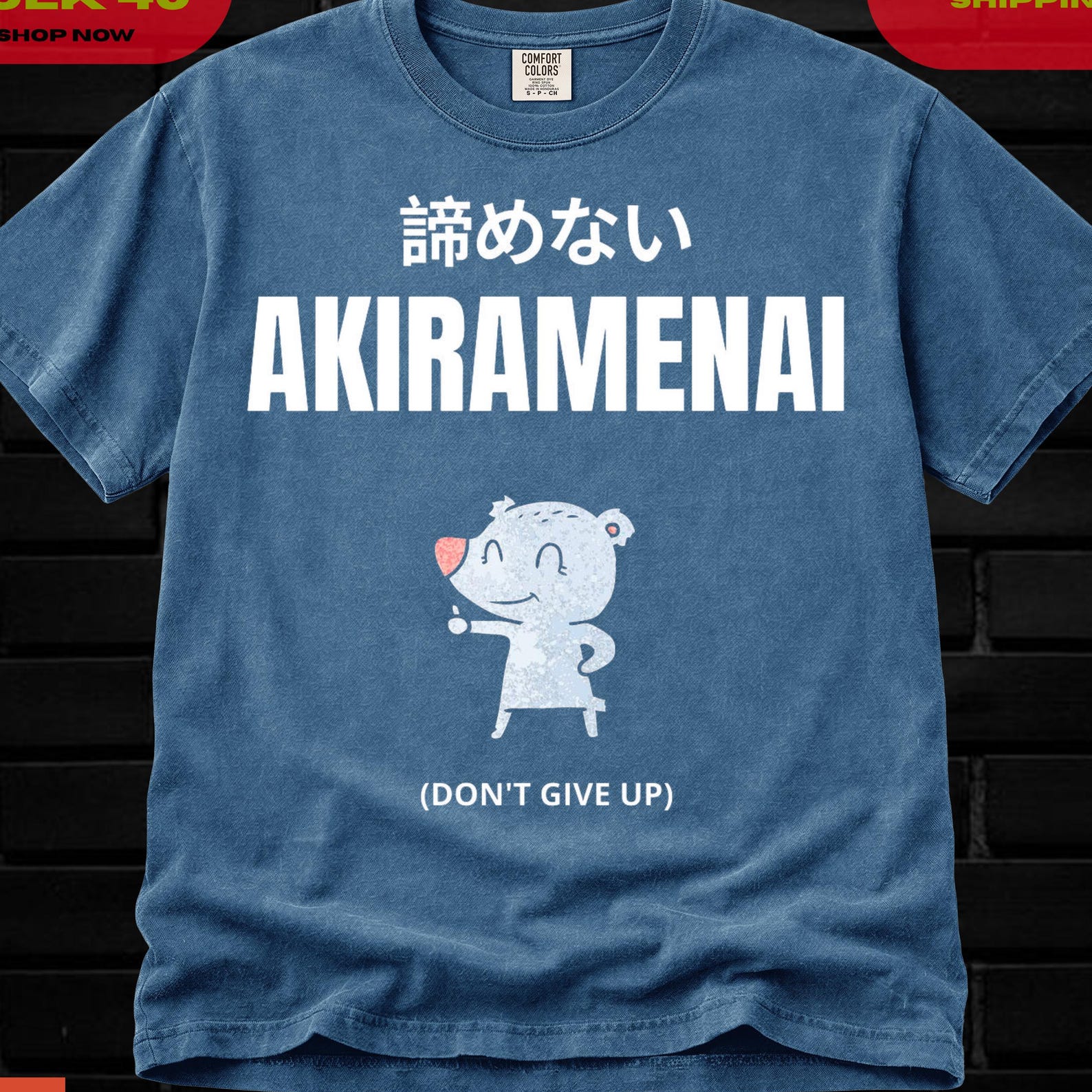 Akiramenai Don t Give Up Anime Graphic Tee, Washed Anime tee, Manga shirt, Anime Fan Gift, Vintage anime shirt, Anime Girl Pose S