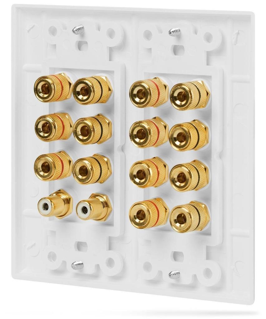 Fosmon Home Theater Speaker Wall Plate Copper Audio Distribution Outlet Panel with Banana Plug Binding Speaker Sound Audio Connector Insert Jack