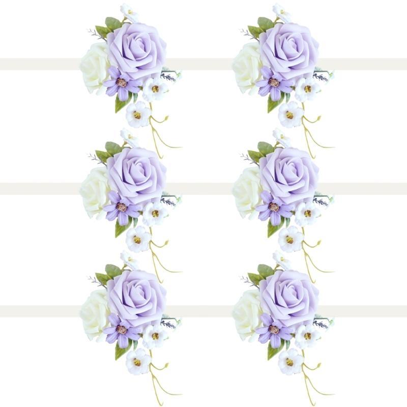 652F Ручная работа Шелковый Цветок Наручный Бутоньер Украшение для Элегантного Свадебного Аксессуара