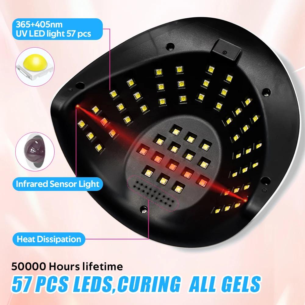 57 LEDs Nail Drying Lamp UV LED Lamp for nails 114W Nail Dryer with 4 Timer Settings Manicure Lamp UV Light Cabin Nail Tools