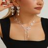 Zirconia Earrings and Necklace Set Elegant Butterfly Tassel Jewelry Sets  for Banquets