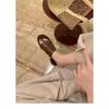 ~ Minimalist old money wind wide upper cowhide pleated versatile thick heel cool slippers female summer