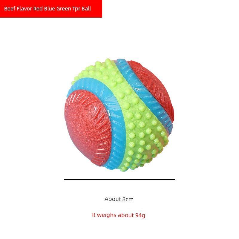 

Товары для питомцев Amazon Горячий резиновый мяч Игрушки для собак со вкусом говядины Устойчивые к укусам Игрушки для чистки коренных зубов для собак Red Blue Green