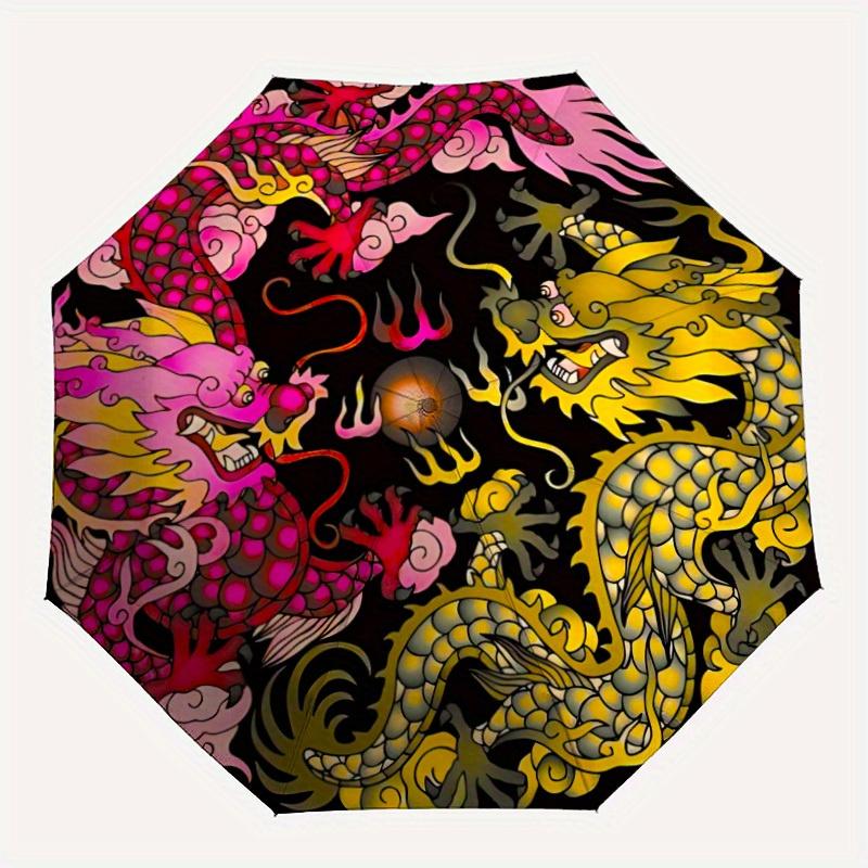 

1pc Dragon Yin Yang Automatic Open/close Folding Umbrella, Compact Portable Travel Umbrella, Durable Construction yy250809070