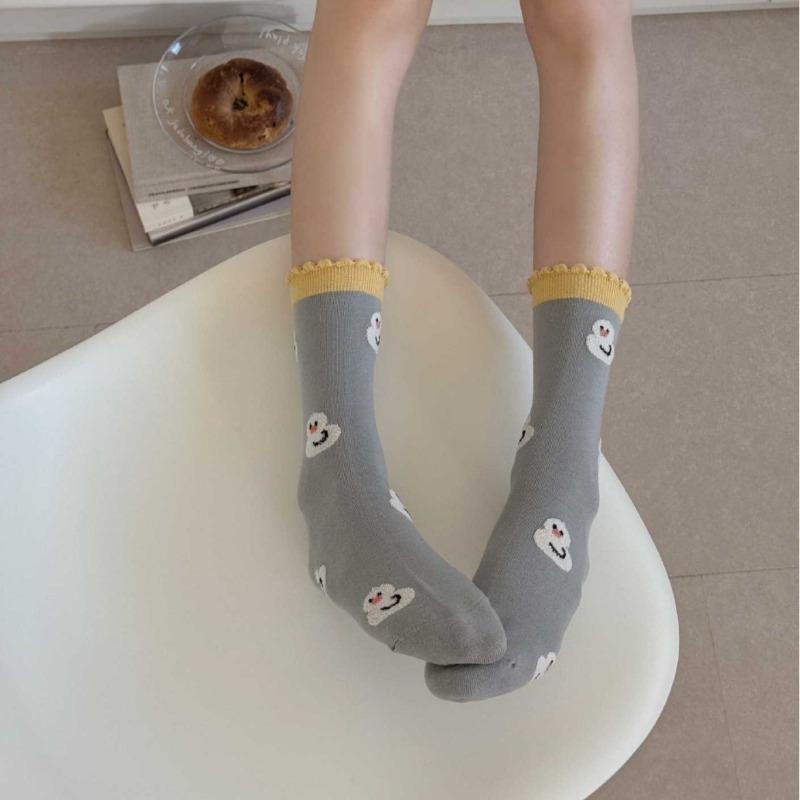 Female Spring and Autumn Lovely Duckling Comfortable Sweat Absorption College Wind Tube Cotton Socks
