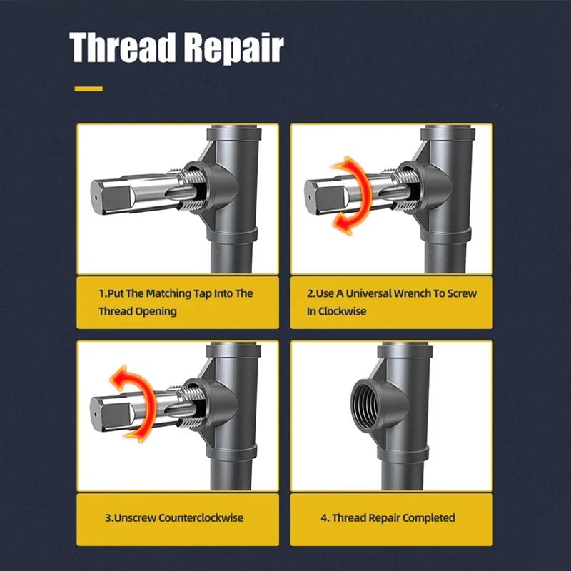 Pipe Damaged Screw Extracto 1/2'' 3/4'' Anti-Slip Bolt Removal For Pipes Inner Threading Making Pipe Thread Repair Tools