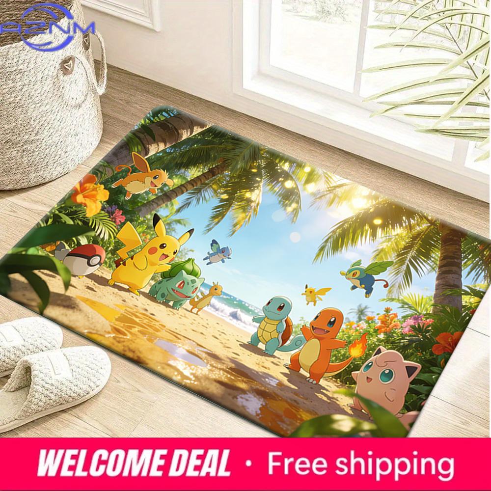

Pokemon Beach Party Print Doormat Anti-slip Absorbent Floor Mat for Home Entrance Bedroom Living Room Decor 40cm x 60cm