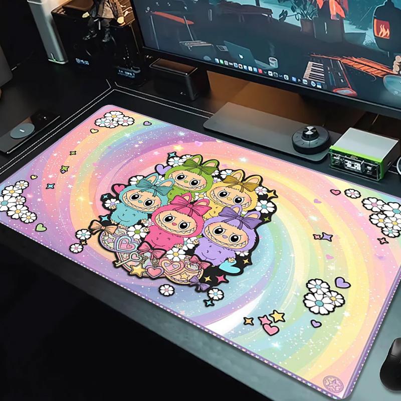 Kawaii Bubu Color Mouse Pad Large Gaming Table Cushion Non-slip Laptop Tablet Big Mousepad XXL Mat Mini PC Playmat With Lock edge