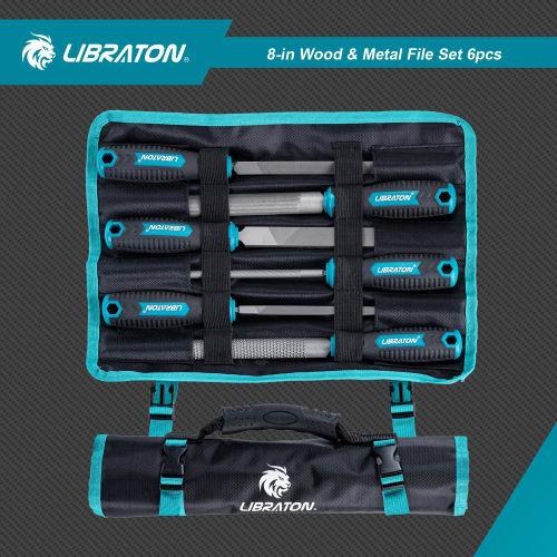 LIBRATON Metal File Set, 6-Piece Set for Metalworking and Woodworking, Includes Round, Half-Round, Triangular, and Flat Files, Bar Files, Deburring, a