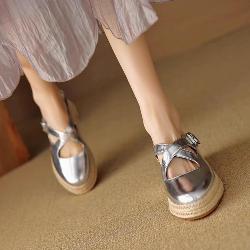 New High-end Niche Thick-soled Mary Jane Shoes Inner Height-increasing Bag Head Slippers Women's Summer Wear High Heels
