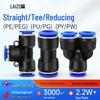 High-Pressure Pneumatic Trachea PU Tee Reducing Hose Fitting, Quick Connect Joint for 8mm, 10, and 12mm Tubes
