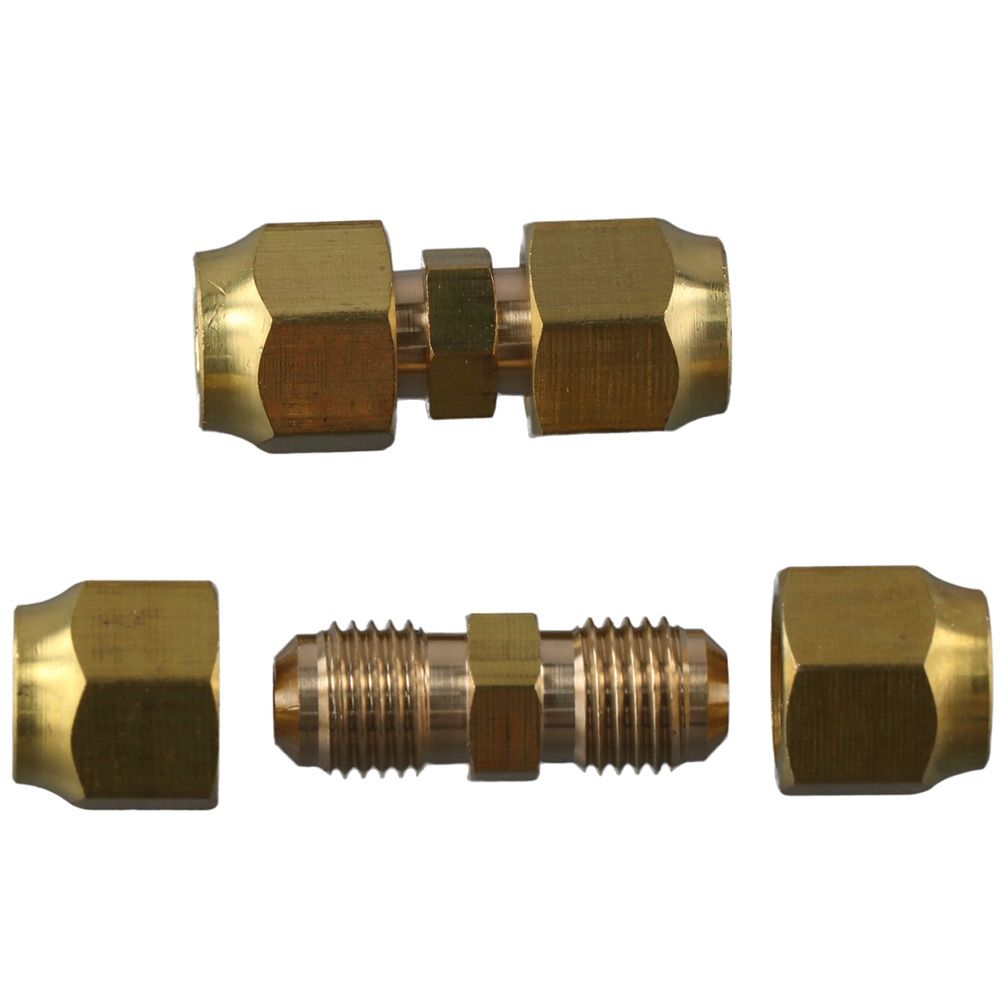 2 Pcs 1/4" Air-Conditioning Copper Pipe Butt Joint Extension Copper Pipe Joint Copper Pipe Quick Joint  Middle Flared Joint