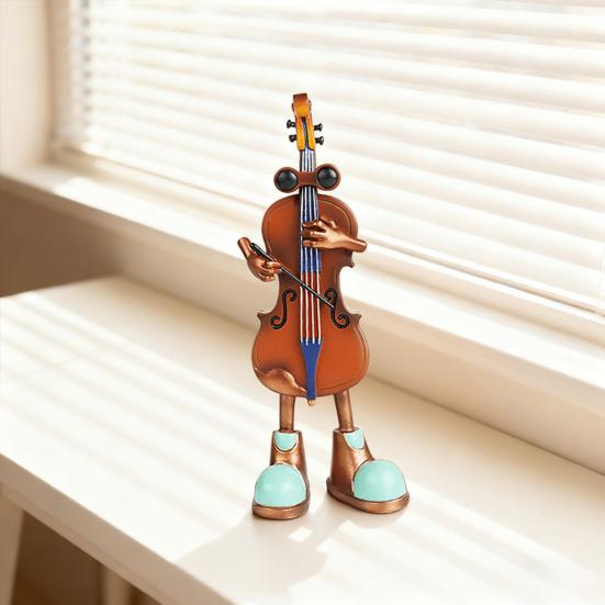 Violin Ornament Smooth Surface Frog Violin Design Resin Mini Sculpture Classic Artistic